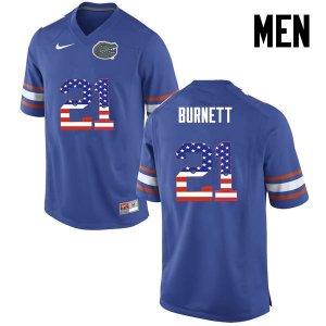 Men's Florida Gators #21 McArthur Burnett NCAA Nike Blue USA Flag Fashion Authentic Stitched College Football Jersey KLF6562TD